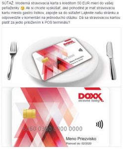 DOXX stravovacia karta vyhra 50EUR 248x300 - Súťaž "Karta do vašej peňaženky" je ukončená, poznáme výhercu 50 EUR.
