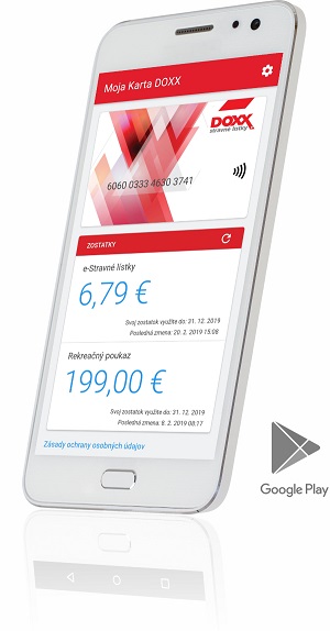 Aplikcia Karta v mobile 2019 DOXX - Nezabudnite minúť e-Stravné lístky do konca roka 2019