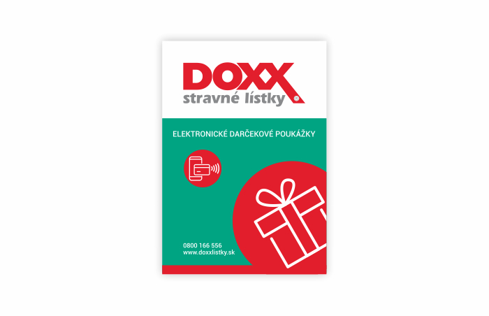 DOXX Stravne listky Elektronicke darcekove poukazky akceptacna nalepka - eBenefitné poukážky