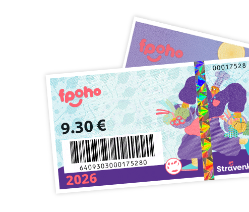 fpoho Stravenka v hodnote 9,30 €, v pozadí fpoho Benefitná poukážka